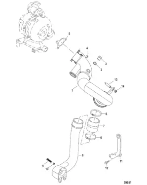 Eastern Marine | Mercury MerCruiser 3″ Exhaust Riser Extension Kit (Dry Joint) Mercury Exhaust Pipe Assembly (Bullhorn)